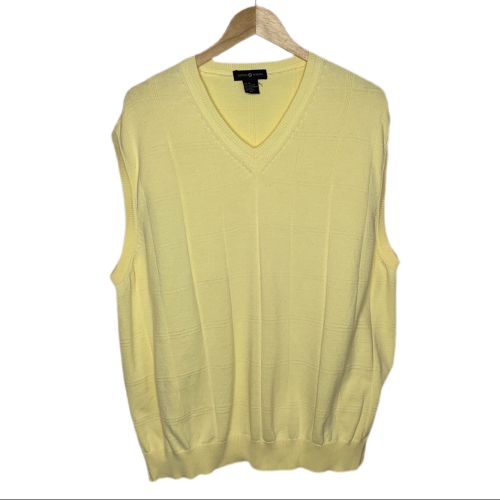 Cotton Traders Yellow Window pane Knit Vest XL